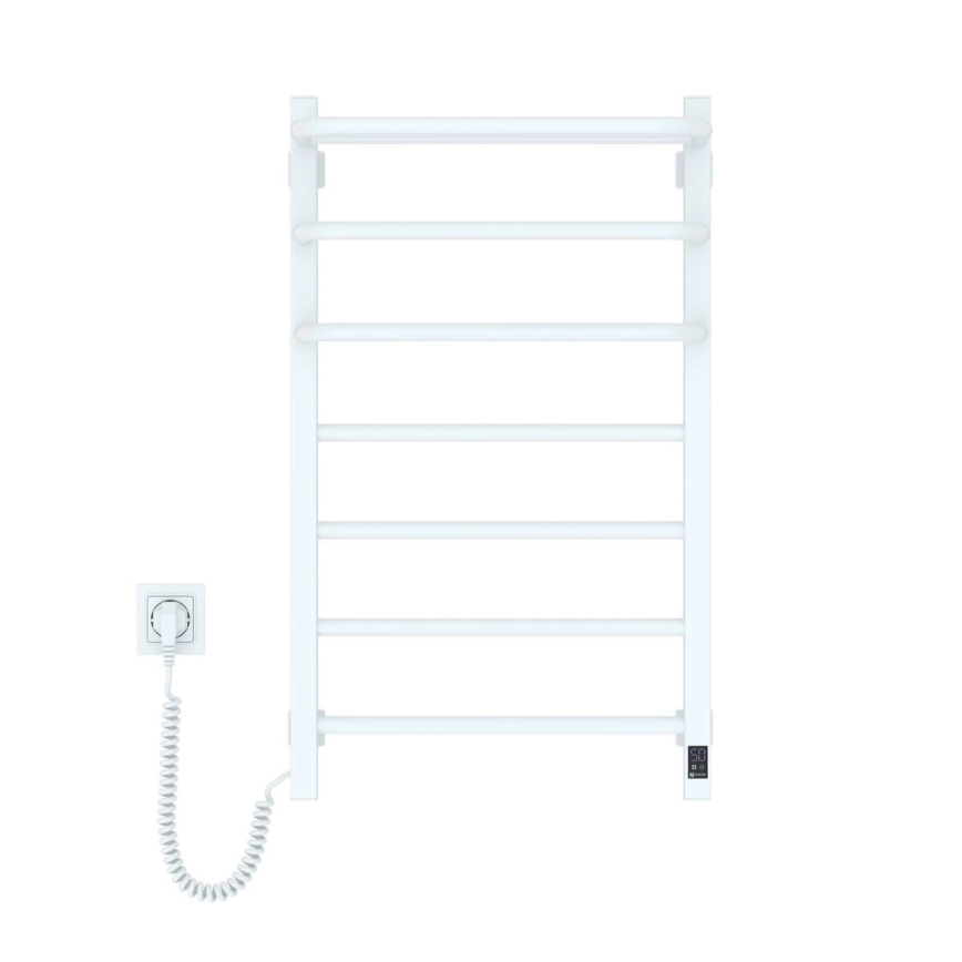 Scaldasalviette elettrico con termostato FORTIS 155W 80x48 cm bianco, lato sinistro