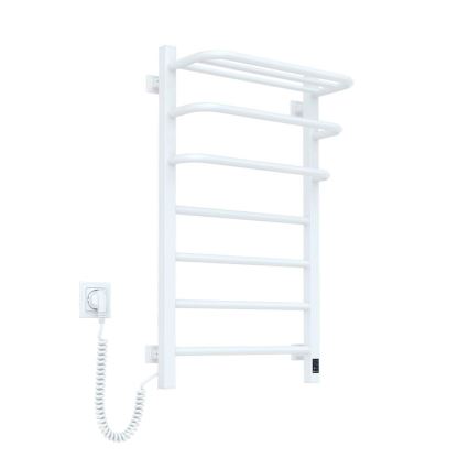 Scaldasalviette elettrico con termostato FORTIS 155W 80x48 cm bianco, lato sinistro