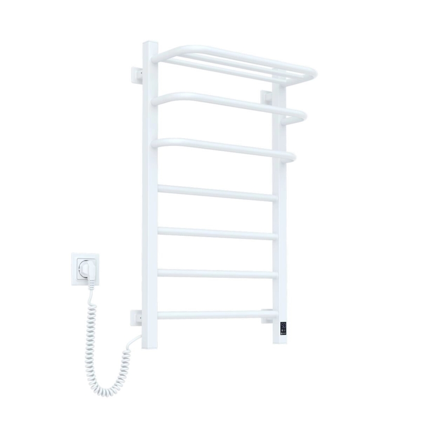 Scaldasalviette elettrico con termostato FORTIS 155W 80x48 cm bianco, lato sinistro