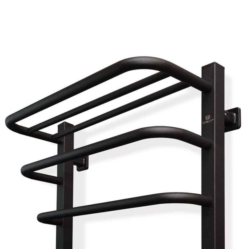 Scaldasalviette elettrico con termostato FORTIS 155W 80x48 cm IP44 nero destro