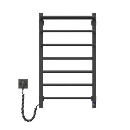 Scaldasalviette elettrico con termostato FORTIS 155W 80x48 cm IP44 nero destro