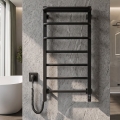 Scaldasalviette elettrico con termostato FORTIS 155W 80x48 cm nero, lato sinistro