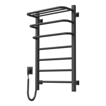 Scaldasalviette elettrico con termostato FORTIS 155W 80x48 cm nero, lato sinistro