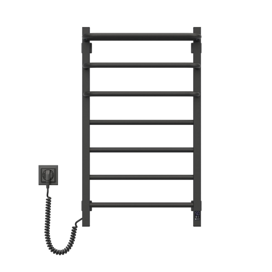 Scaldasalviette elettrico con termostato FORTIS 155W 80x48 cm nero, lato sinistro