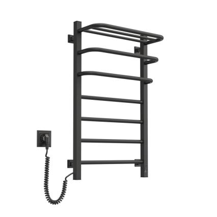 Scaldasalviette elettrico con termostato FORTIS 155W 80x48 cm nero, lato sinistro