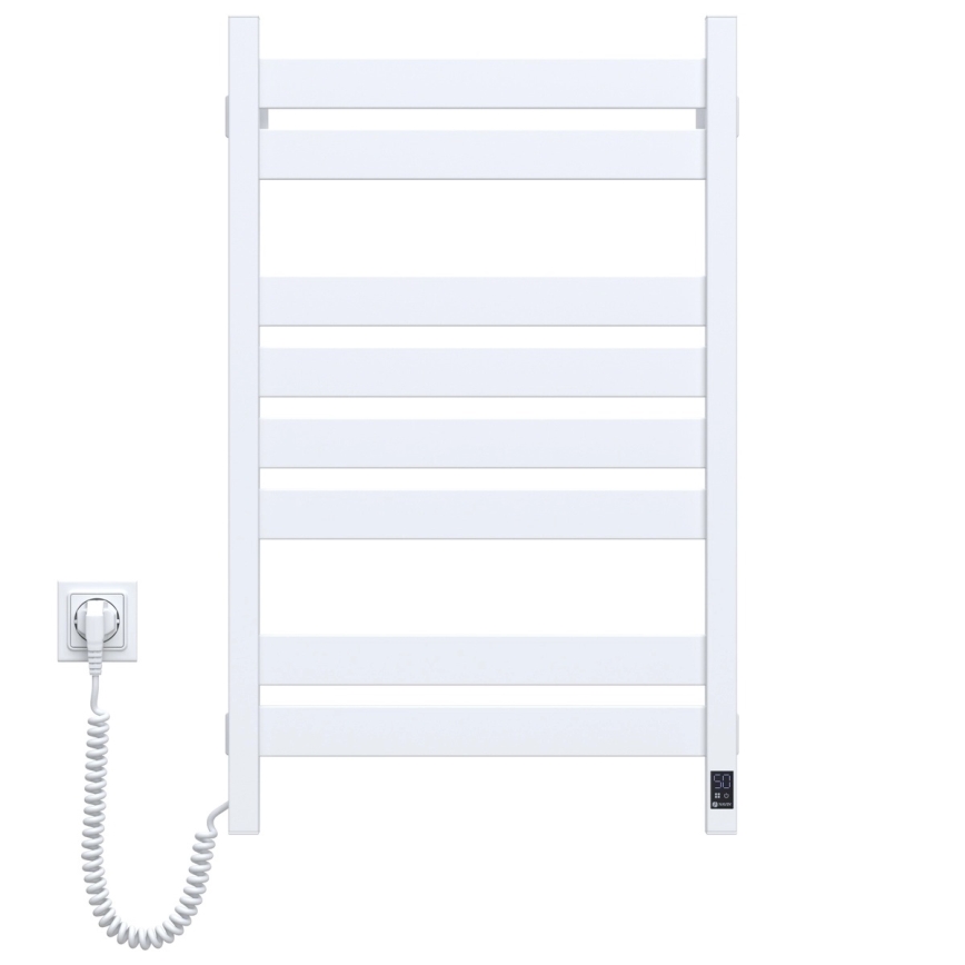 Scaldasalviette elettrico con termostato LARGO 168W 80x50 cm, bianco, lato sinistro