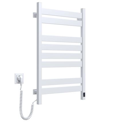 Scaldasalviette elettrico con termostato LARGO 168W 80x50 cm, bianco, lato sinistro
