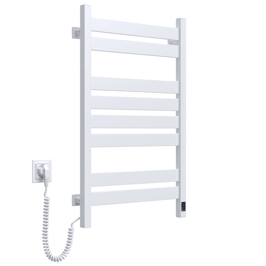 Scaldasalviette elettrico con termostato LARGO 168W 80x50 cm, bianco, lato sinistro