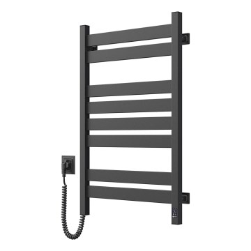 Scaldasalviette elettrico con termostato LARGO 168W 80x50 cm, nero, lato sinistro