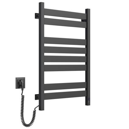 Scaldasalviette elettrico con termostato LARGO 168W 80x50 cm, nero, lato sinistro