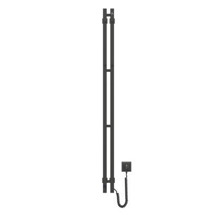 Scaldasalviette elettrico con termostato SILOUETTE 106 W 150x9 cm, nero, lato destro