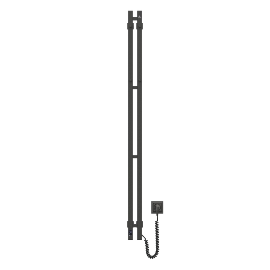 Scaldasalviette elettrico con termostato SILOUETTE 106 W 150x9 cm, nero, lato destro
