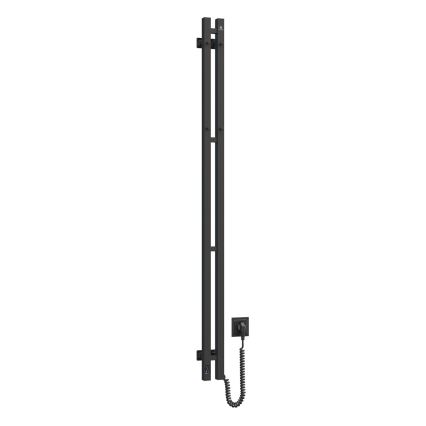 Scaldasalviette elettrico con termostato SILOUETTE 106 W 150x9 cm, nero, lato destro