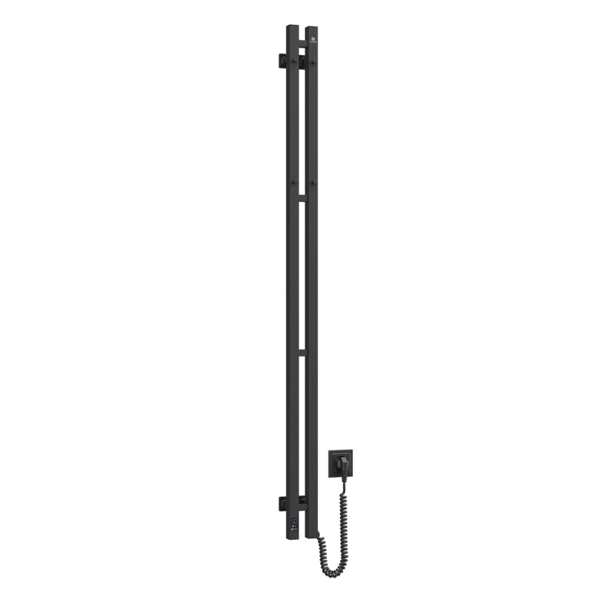Scaldasalviette elettrico con termostato SILOUETTE 106 W 150x9 cm, nero, lato destro