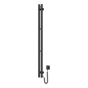 Scaldasalviette elettrico con termostato SILOUETTE 106W 150x9 cm, nero, lato destro