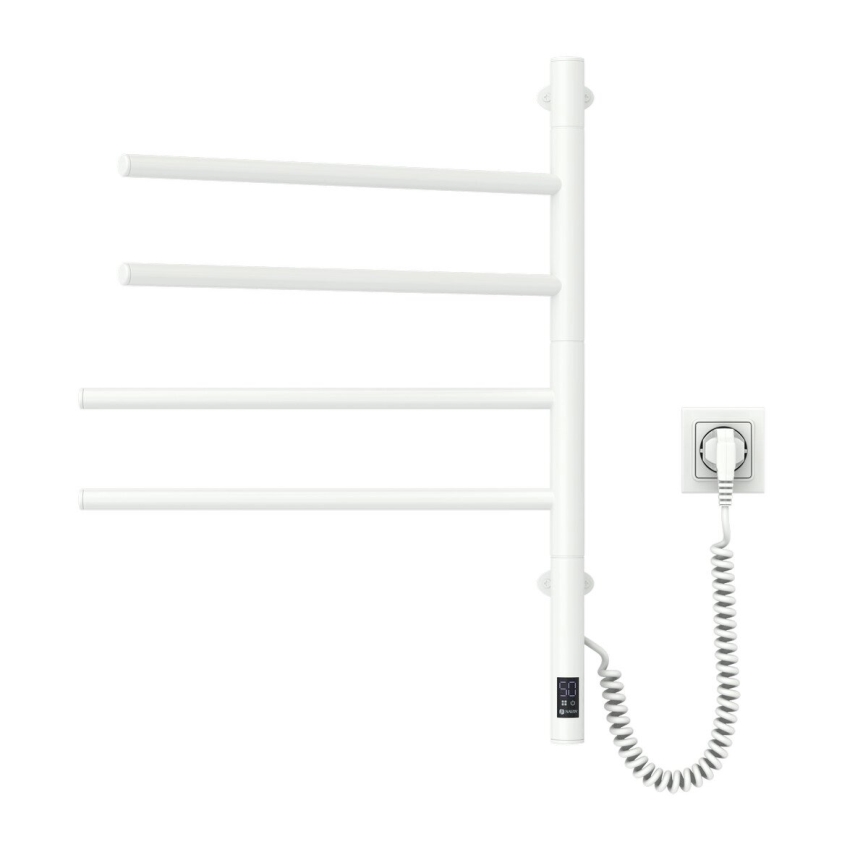 Scaldasalviette elettrico girevole con termostato ARABESQUE 60W 65x49 cm  bianco
