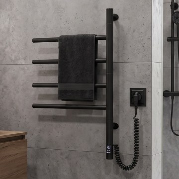 Scaldasalviette elettrico girevole con termostato ARABESQUE 60W 65x49 cm nero