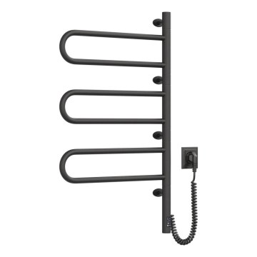Scaldasalviette elettrico girevole con termostato FOUETTE 100W 80x49 cm nero