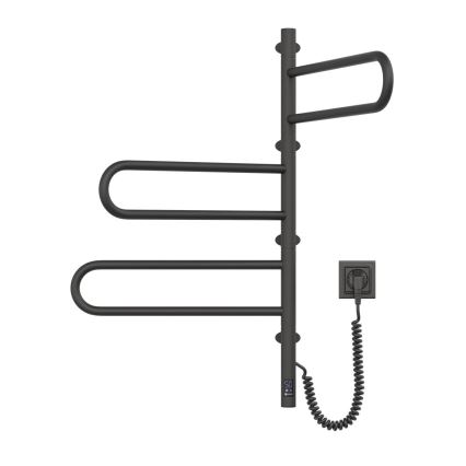 Scaldasalviette elettrico girevole con termostato FOUETTE 120W 80x49 cm nero