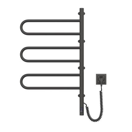Scaldasalviette elettrico girevole con termostato FOUETTE 120W 80x49 cm nero