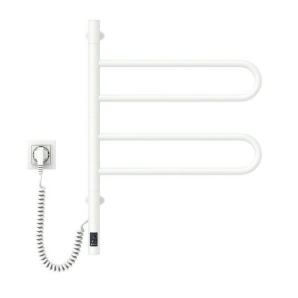 Scaldasalviette elettrico girevole con termostato FOUETTE 60W 65x49 cm bianco