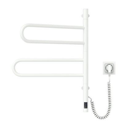 Scaldasalviette elettrico girevole con termostato FOUETTE 60W 65x49 cm bianco
