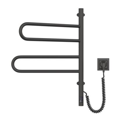 Scaldasalviette elettrico girevole con termostato FOUETTE 60W 65x49 cm  nero