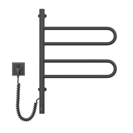 Scaldasalviette elettrico girevole con termostato FOUETTE 60W 65x49 cm  nero