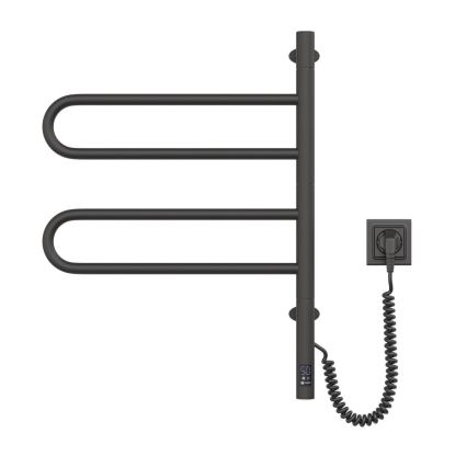 Scaldasalviette elettrico girevole con termostato FOUETTE 60W 65x49 cm  nero
