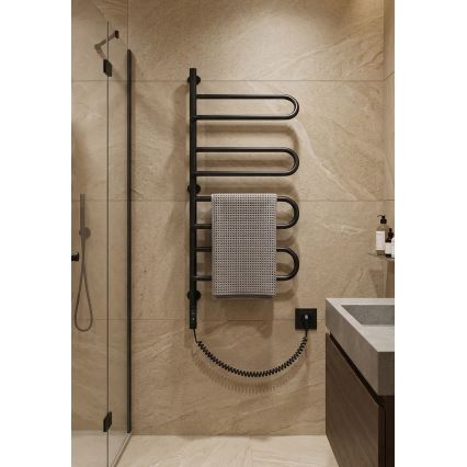 Scaldasalviette elettrico girevole ELECTRA 120W/230V 100x44,5 cm inox/nero, lato sinistro