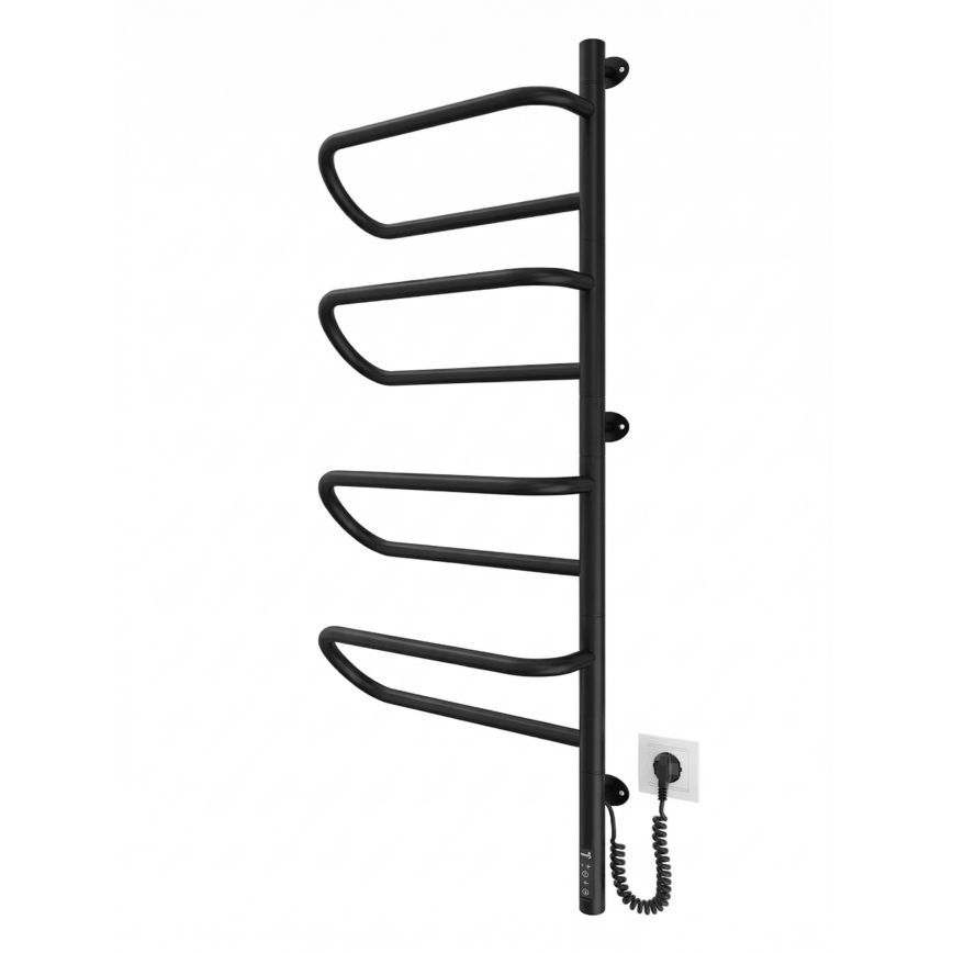 Scaldasalviette elettrico girevole ELECTRA 120W/230V 100x44,5 cm acciaio inox/nero, lato destro