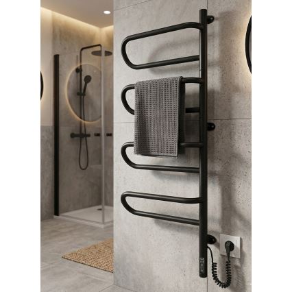 Scaldasalviette elettrico girevole ELECTRA 120W/230V 102,5x44,5 cm inox/nero destro