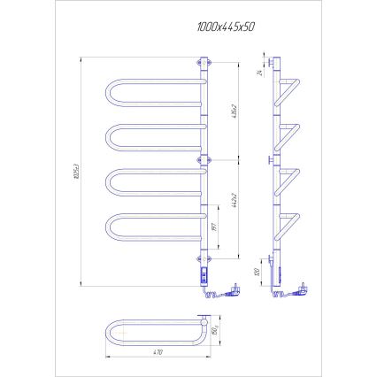 Scaldasalviette elettrico orientabile ELECTRA 120W/230V 102,5x44,5 cm inox/cromo destro