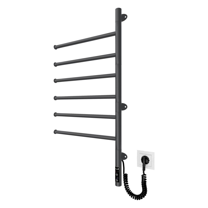 Scaldasalviette elettrico girevole VEER 80W/230V 82,5x44,5 cm acciaio inox/nero