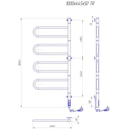 Scaldasalviette elettrico girevole TRISTAR 105W/230V 102,5x44,5 cm IP44 acciaio inox/nero