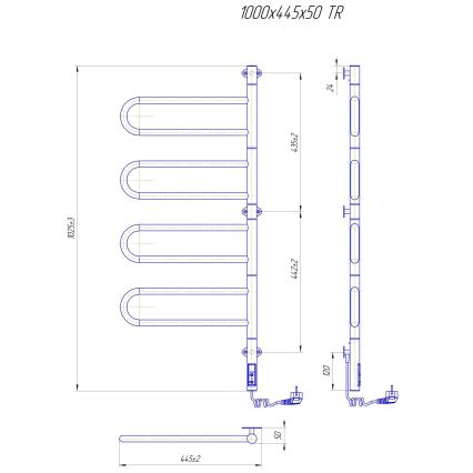 Scaldasalviette elettrico girevole per asciugamani TRISTAR 105W/230V 102,5 x 44,5 cm IP44 acciaio inossidabile/cromo lucido