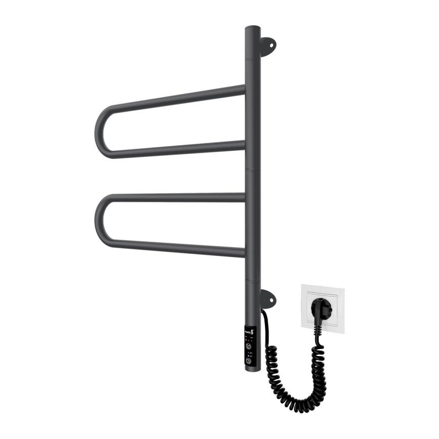 Scaldasalviette elettrico girevole TRISTAR 75W/230V 62,5x44,5 cm IP44 acciaio inox/nero