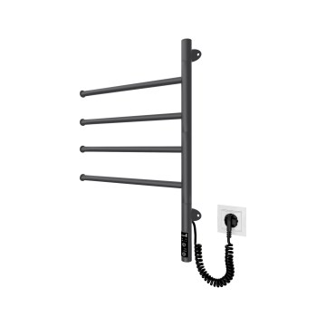 Scaldasalviette elettrico girevole VEER 50W/230V 62,5x44,5 cm acciaio inox/nero