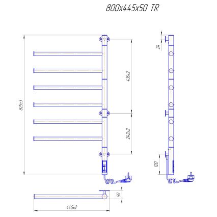 Scaldasalviette elettrico girevole VEER 80W/230V 82,5x44,5 cm inox/cromo lucido