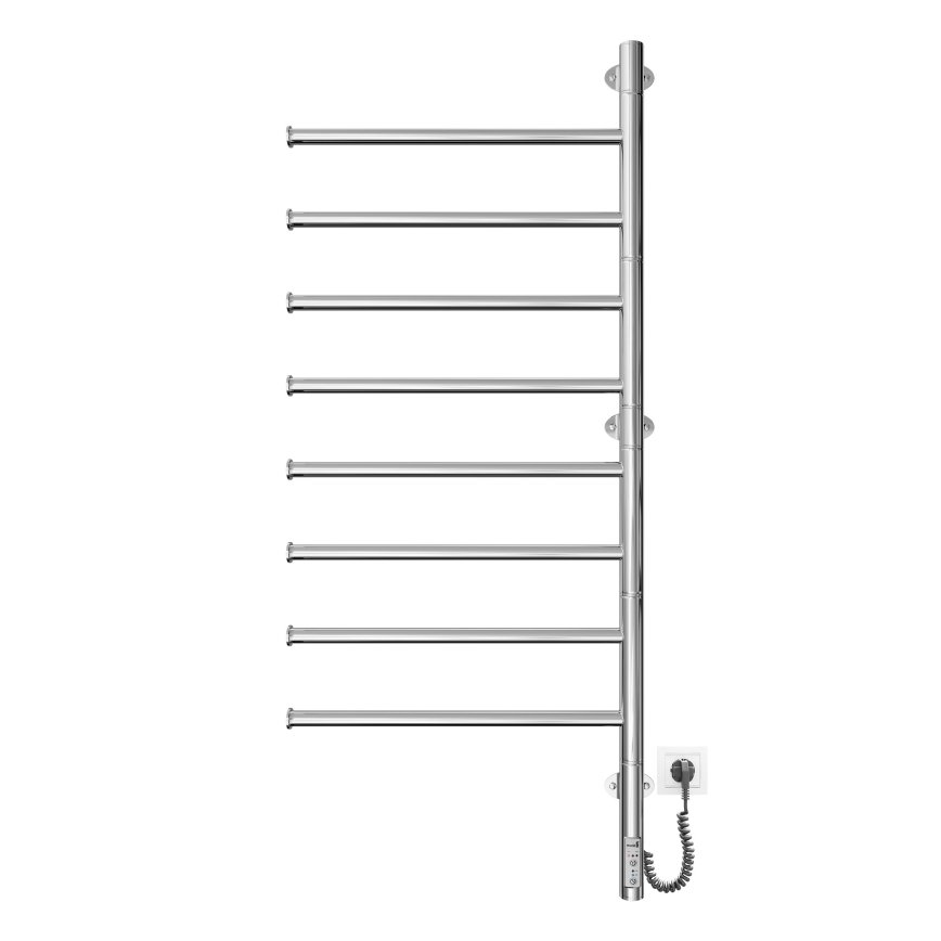 Scaldasalviette elettrico girevole VEER 95W/230V, 102,5 x 44,5 cm, in acciaio inox con finitura cromo lucido