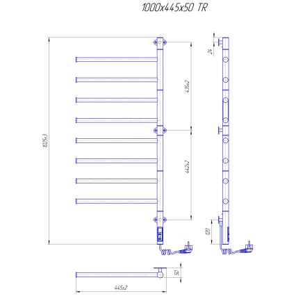 Scaldasalviette elettrico girevole VEER 95W/230V, 102,5 x 44,5 cm, in acciaio inox con finitura cromo lucido
