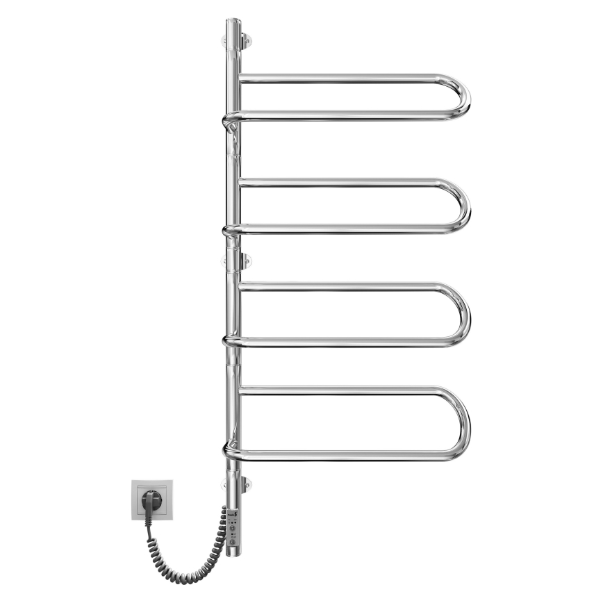 Scaldasalviette elettrico girevole ELECTRA 120W/230V 102,5x47,5 cm in acciaio inox/cromo lato sinistro