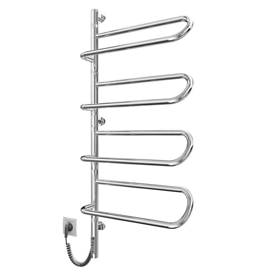 Scaldasalviette elettrico girevole ELECTRA 120W/230V 102,5x47,5 cm in acciaio inox/cromo lato sinistro