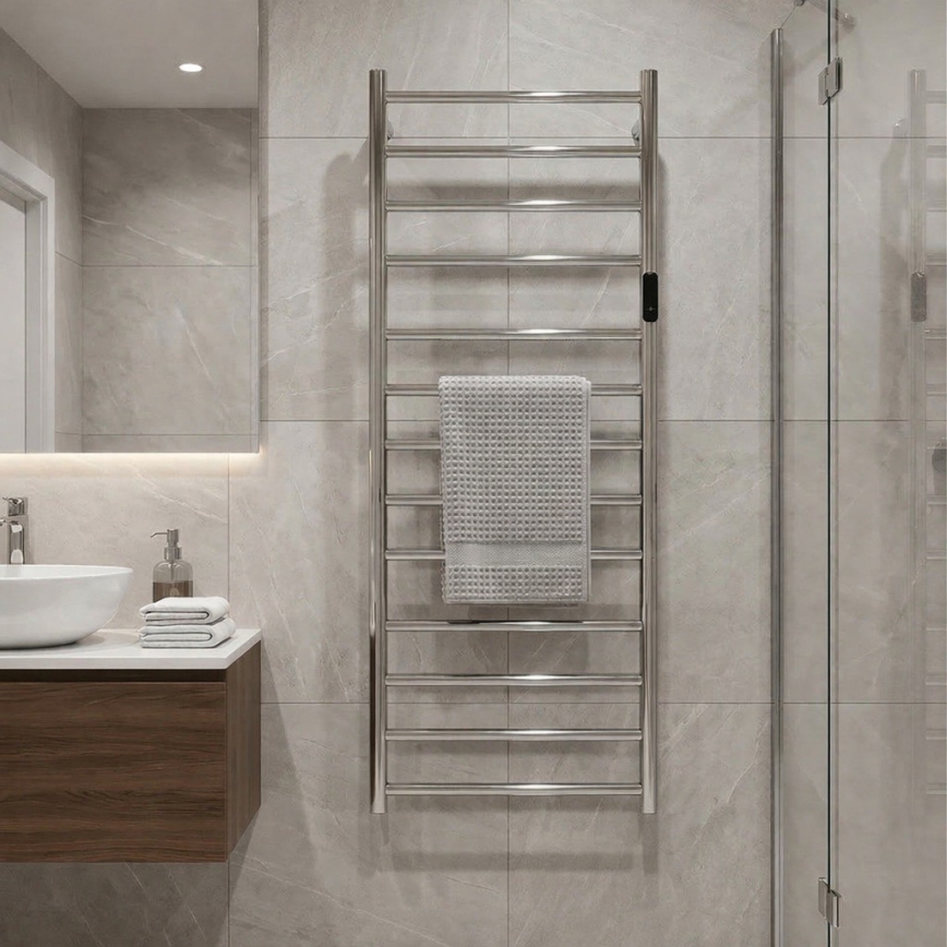 Scaldasalviette elettrico per asciugamani 45x132 cm 180W in acciaio inox