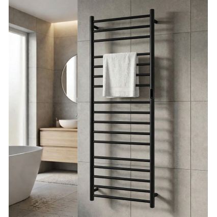 Scaldasalviette elettrico per asciugamani 60x168 cm 285W acciaio inox/nero