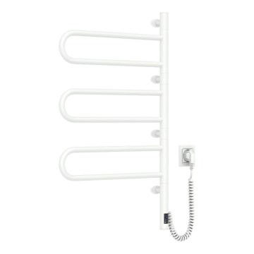 Scaldasalviette elettrico rotante con termostato FOUETTE 100 W 80x49 cm bianco