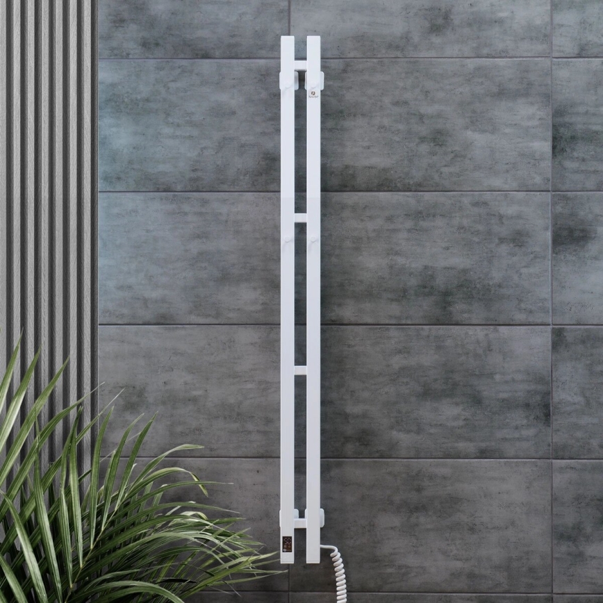 Scaldasalviette elettrico con termostato SILOUETTE 187W/230V 120,6 cm IP44 bianco angolare destro