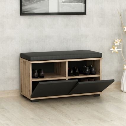 Scarpiera DRAGO 42x80 cm nero/noce