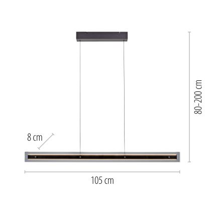 Schöner Wohnen 11316-18 - Lampada a sospensione dimmerabile su cavo LENA LED/32W/230V 105 cm nera
