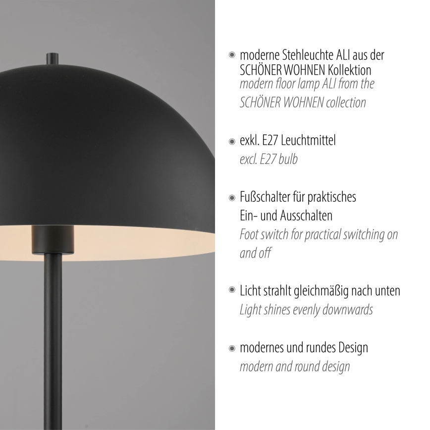 Schöner Wohnen 11727-18 - Lampada da terra ALI 1xE27/25W/230V nero